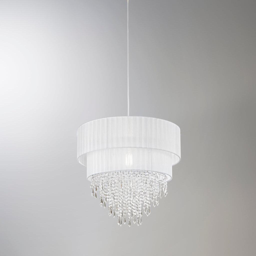 Struttura per sospensione TWIST Bianco in Tessuto e Vetro 1xE27 - FT-FeelThe