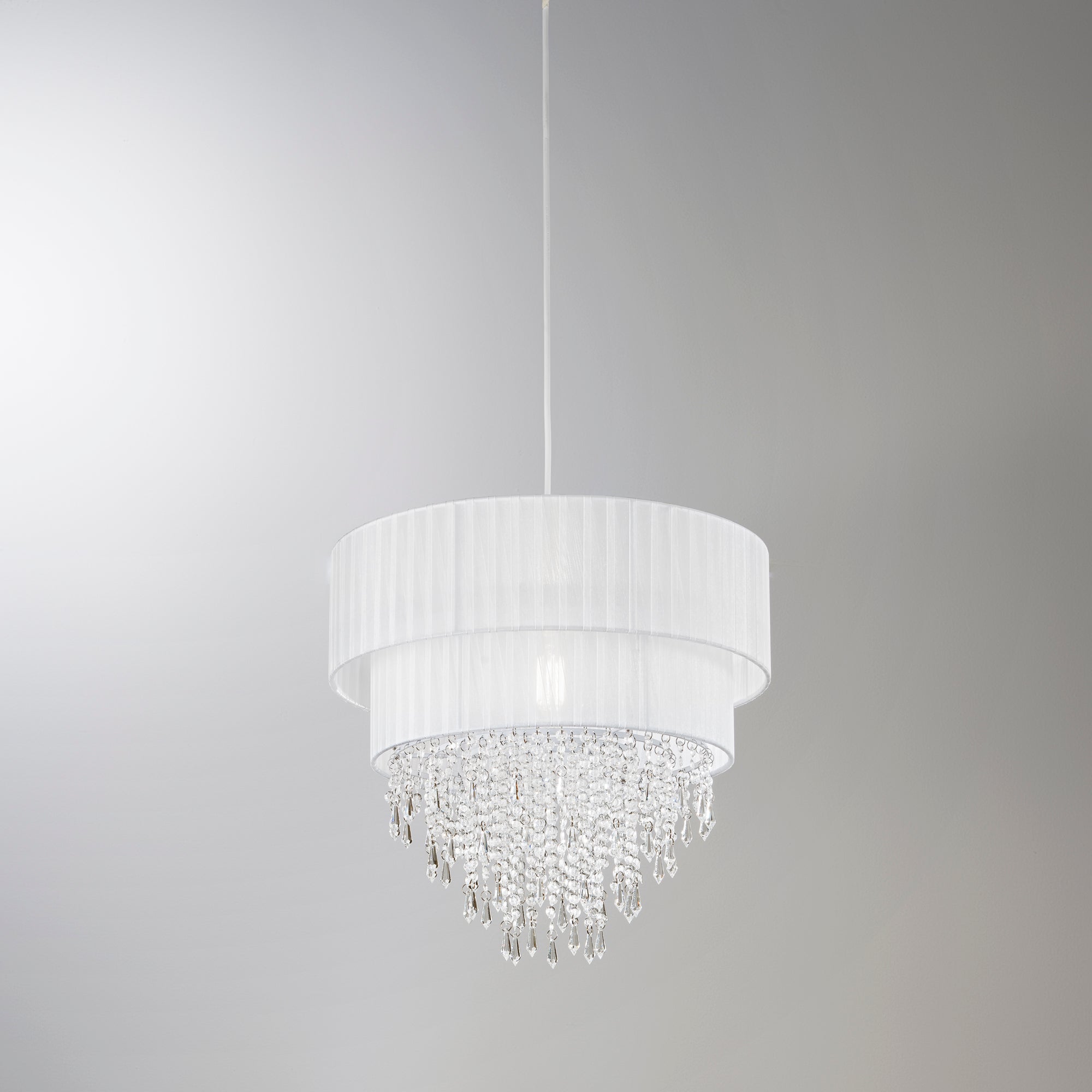 Struttura per sospensione TWIST Bianco in Tessuto e Vetro 1xE27 - FT-FeelThe