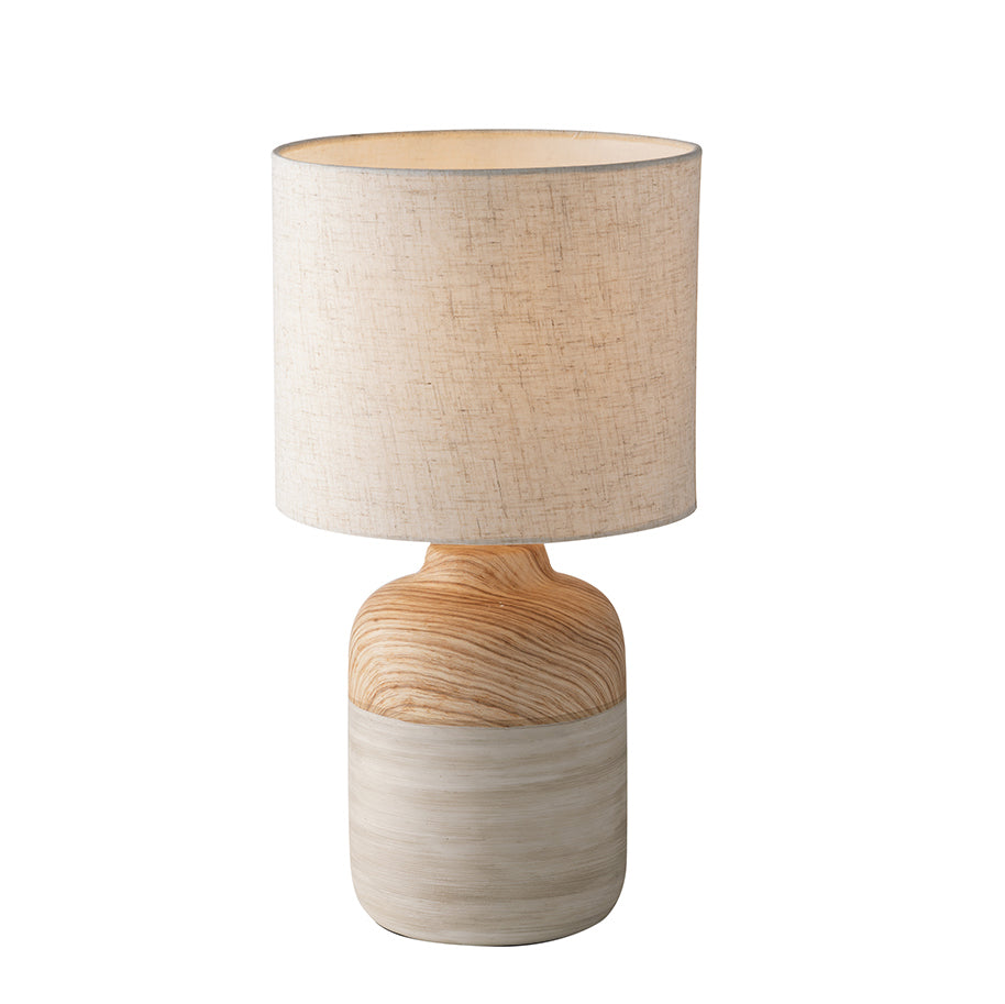 Lampada da tavolo WOODY in ceramica e legno con paralume in tessuto - FT-FeelThe