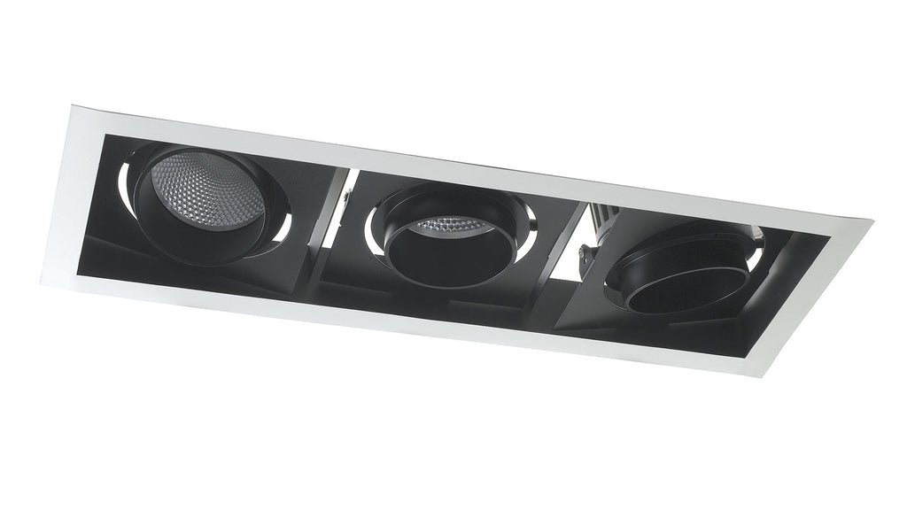 Incasso LED APOLLO antiriflesso in bianco e nero con tre luci spot orientabile - FT-FeelThe