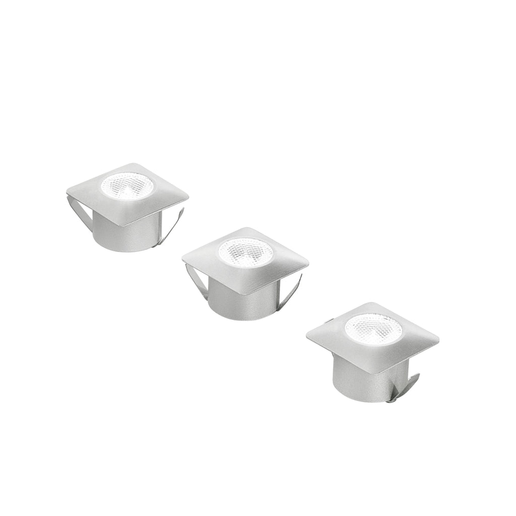 Kit 3 incassi LED ASSO in alluminio argento - FT-FeelThe