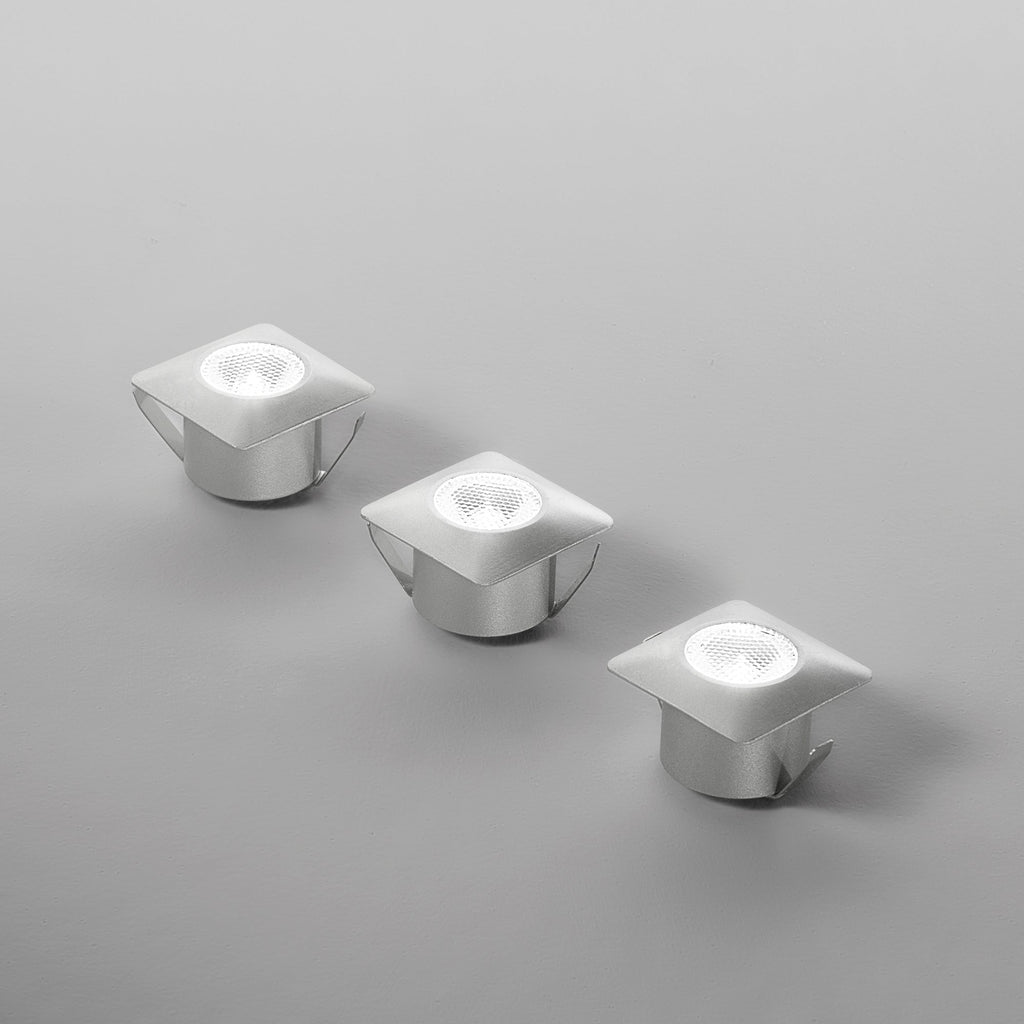 Kit 3 incassi LED ASSO in alluminio argento - FT-FeelThe