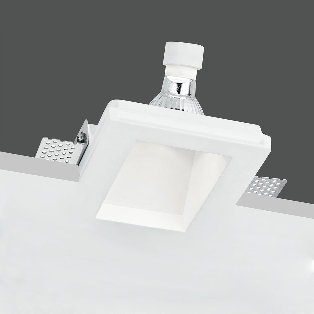 Faretto da incasso GHOST in gesso bianco verniciabile con emissione luce asimmetrica - FT-FeelThe