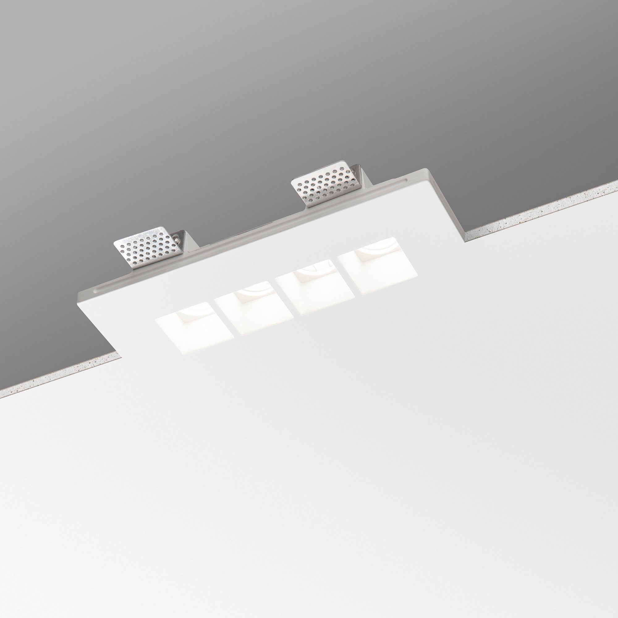 Incasso HIVE in gesso bianco verniciabile con quattro punti luce - FT-FeelThe