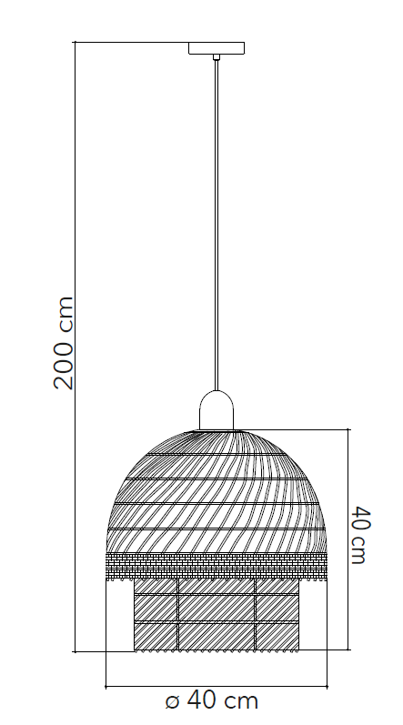 SIBILLA pendant lamp with double rattan lampshade and E27 socket 