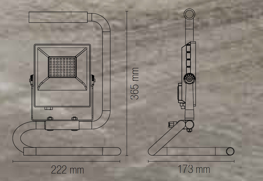 Proiettore LED AXEL in alluminio nero portatile con manichetta 20W CCT IP65 - FT-FeelThe