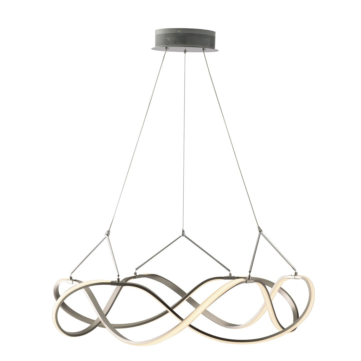 Lampadario a sospensione FLIGHT a LED 45W con struttura in alluminio nichel spazzolato e diffusore in silicone - FT-FeelThe
