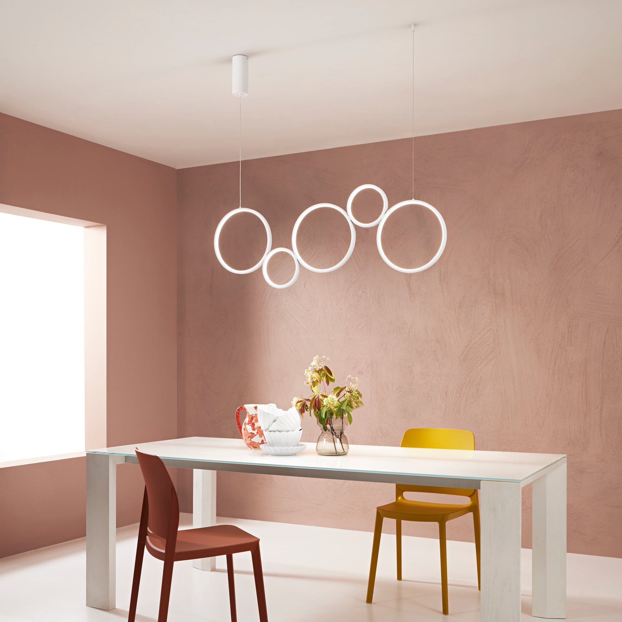 Lampadario a sospensione LED FREDY, 60W e interruttore CCT interno per la personalizzazione della temperatura colore - FT-FeelThe