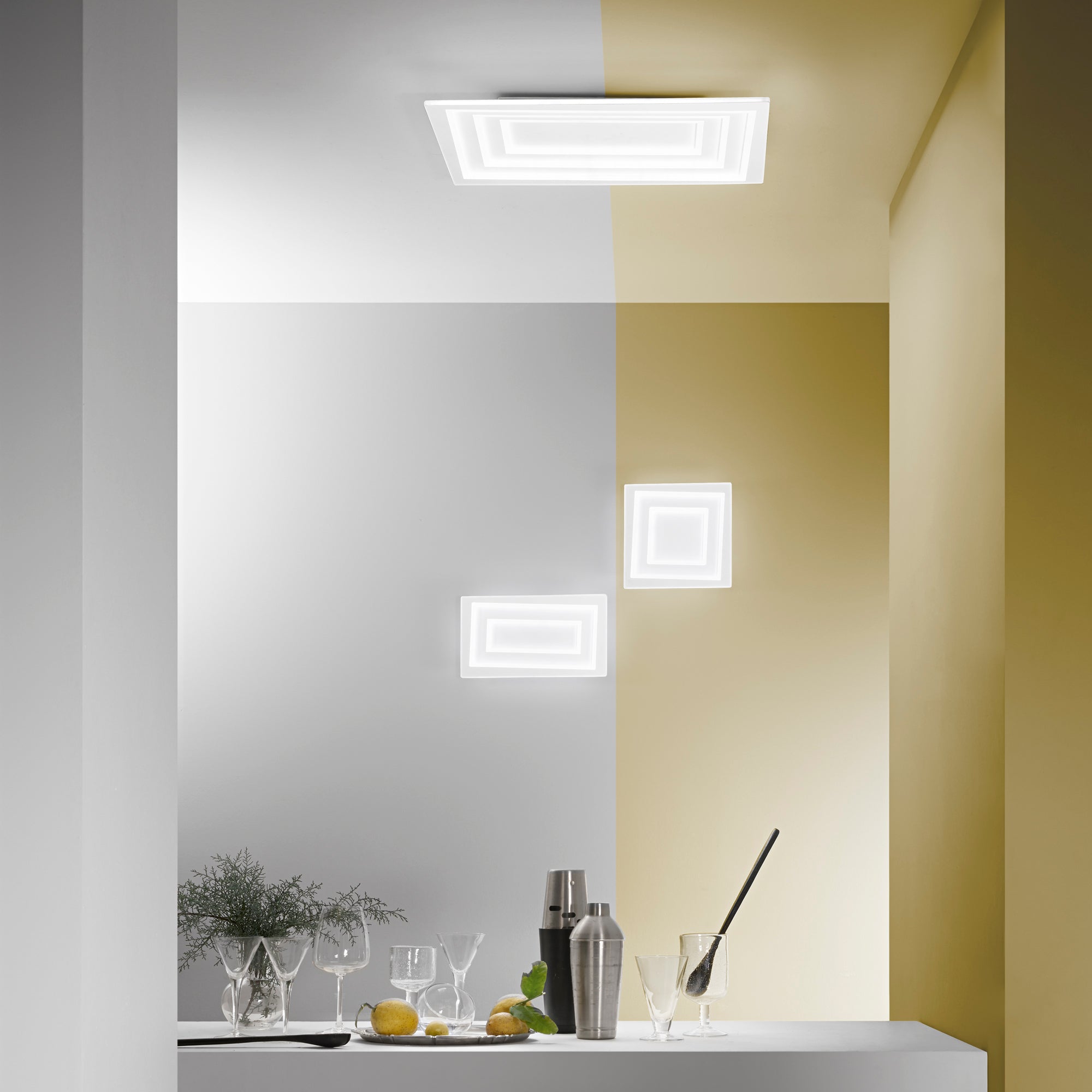Plafoniera LED HYPNOTIC bianca 55W con interruttore CCT 60X40 cm. - FT-FeelThe