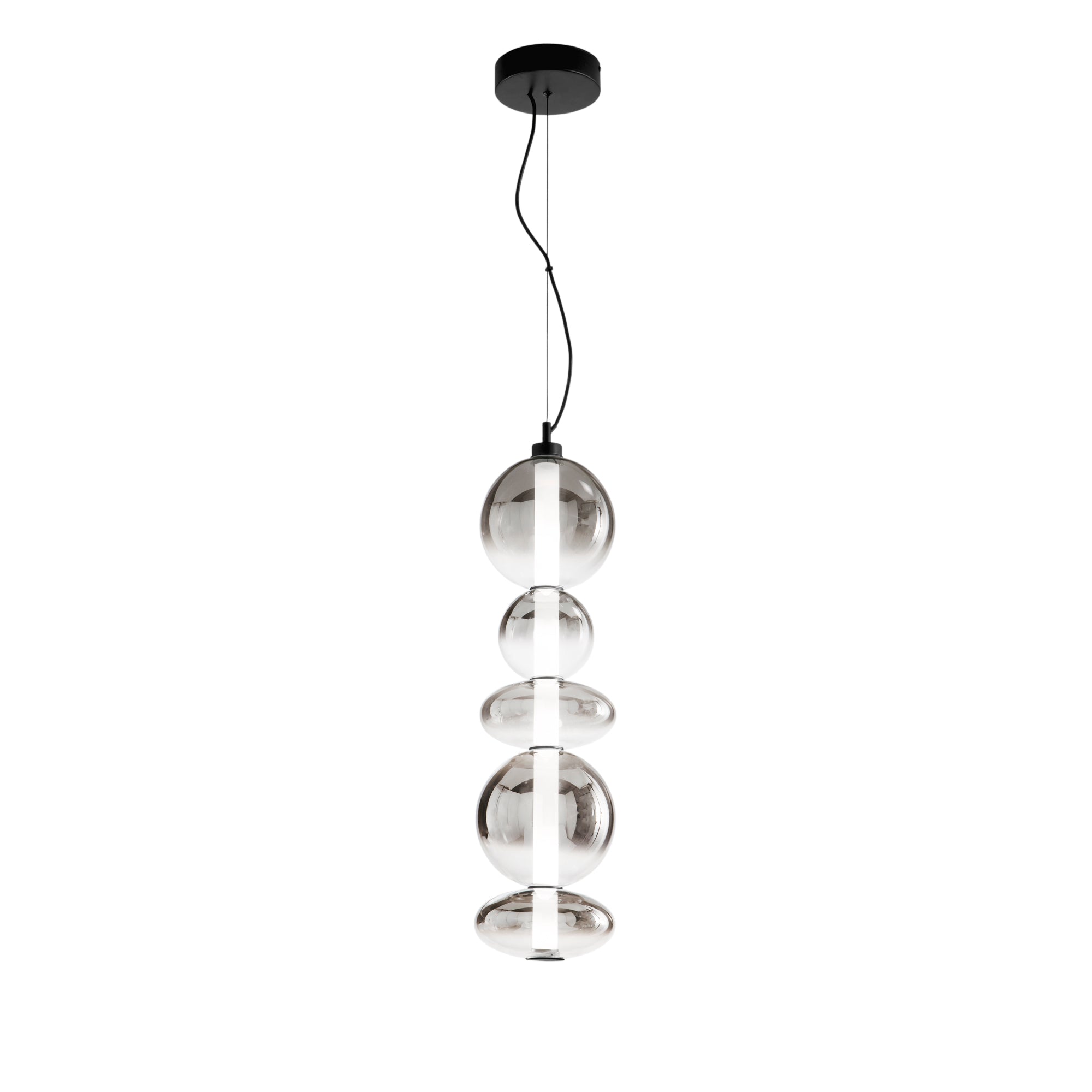 Sospensione LED KEMET in metallo con diffusori in vetro fumè - FT-FeelThe