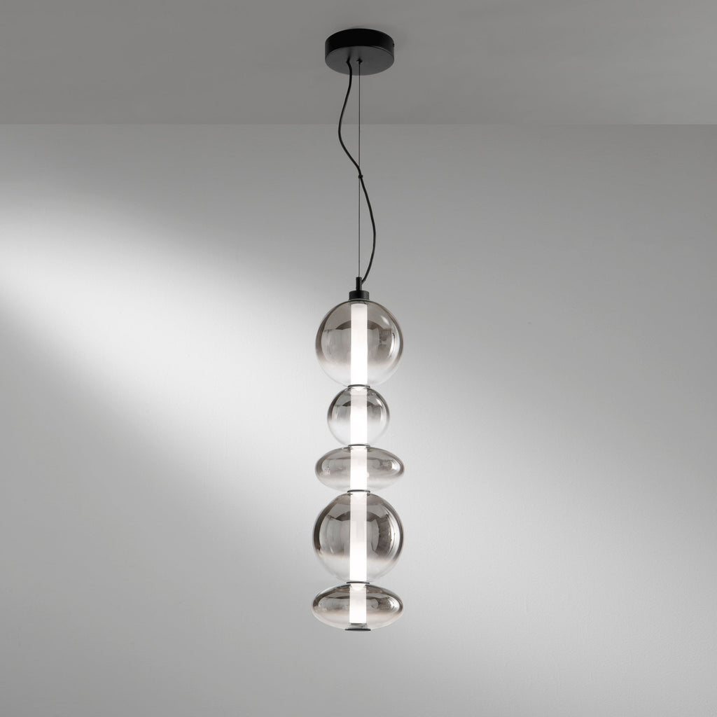 Sospensione LED KEMET in metallo con diffusori in vetro fumè - FT-FeelThe