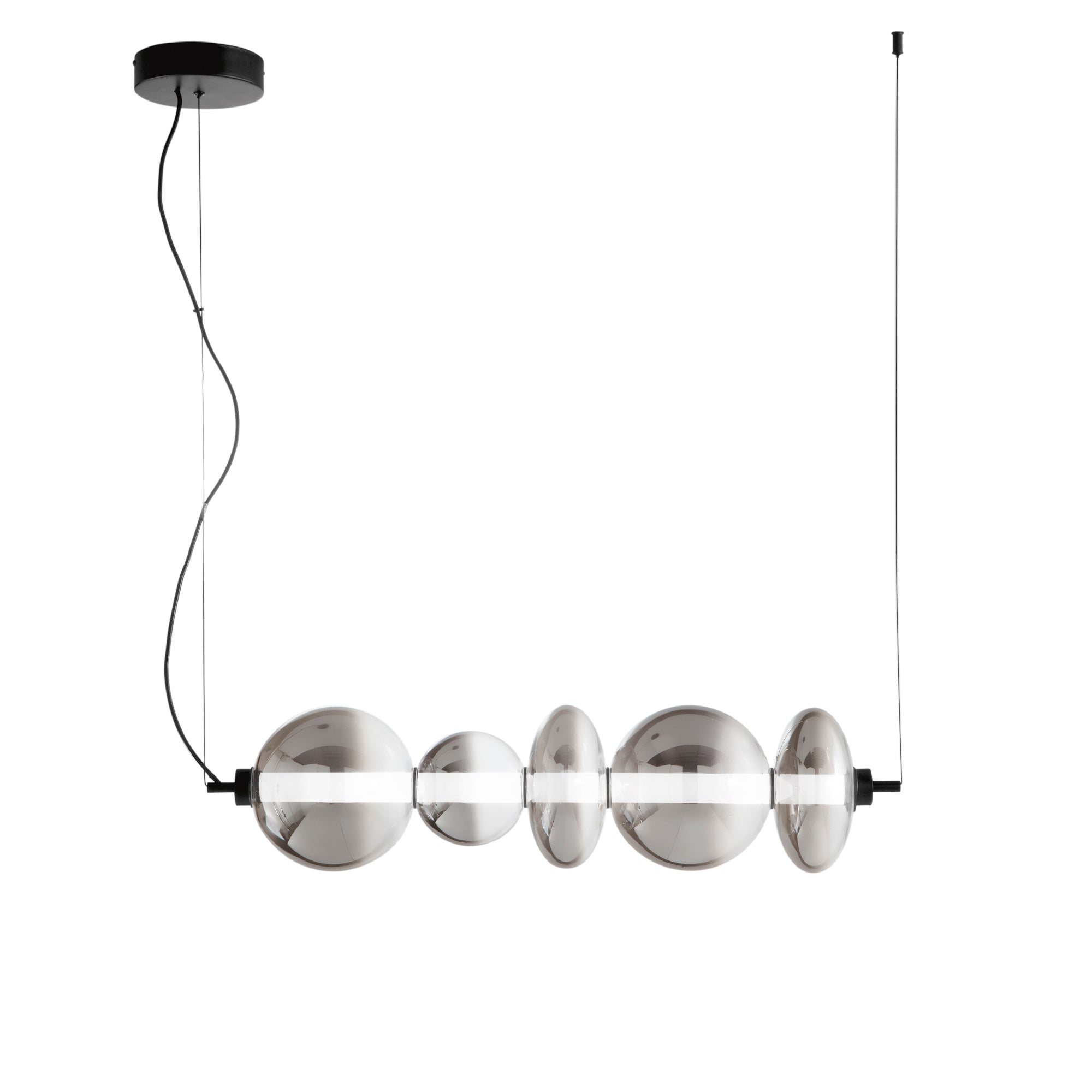 Sospensione LED KEMET in metallo con diffusori in vetro fumè - FT-FeelThe