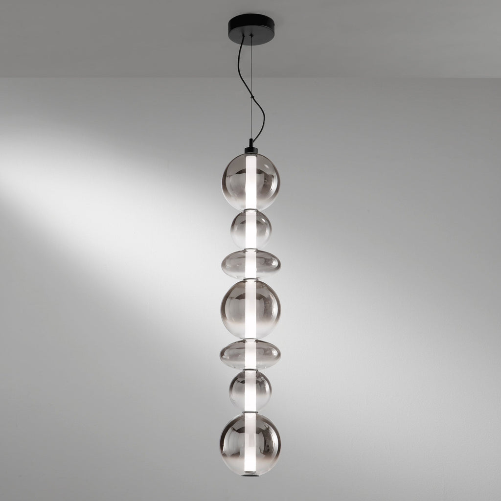 Sospensione LED KEMET in metallo con diffusori in vetro fumè - FT-FeelThe