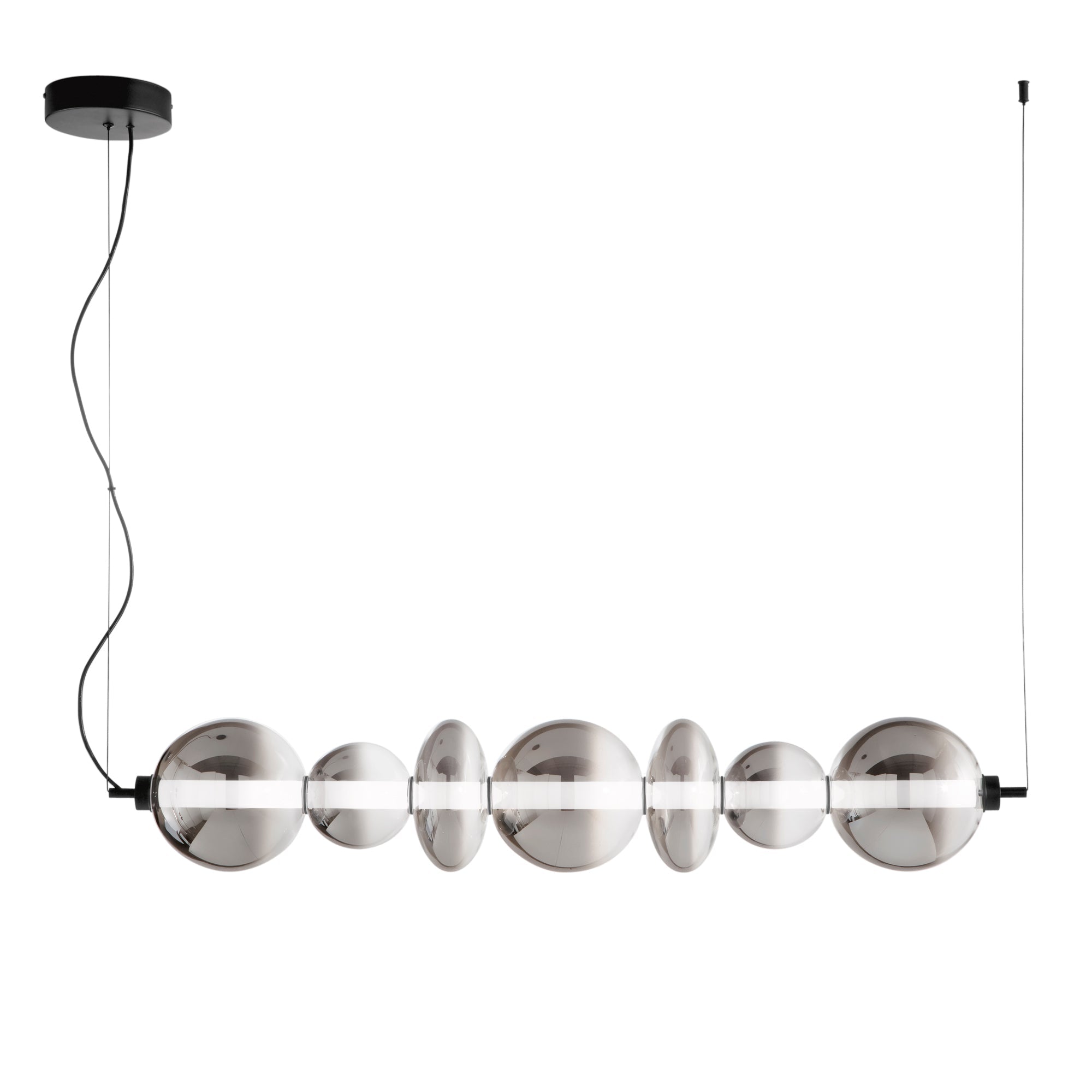 Sospensione LED KEMET in metallo con diffusori in vetro fumè - FT-FeelThe