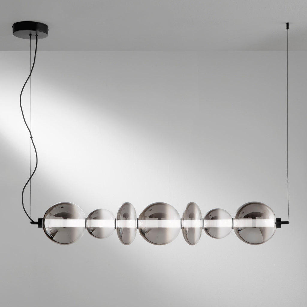 Sospensione LED KEMET in metallo con diffusori in vetro fumè - FT-FeelThe