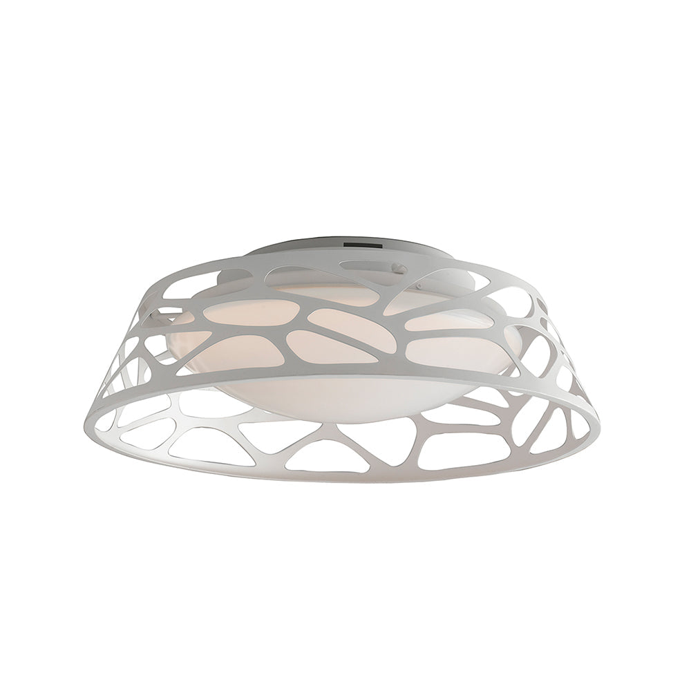 Plafoniera LED Maui con struttura in metallo bianco matto, diffusore opale in acrilico e luce naturale. Disponibile in due dimensioni - FT-FeelThe