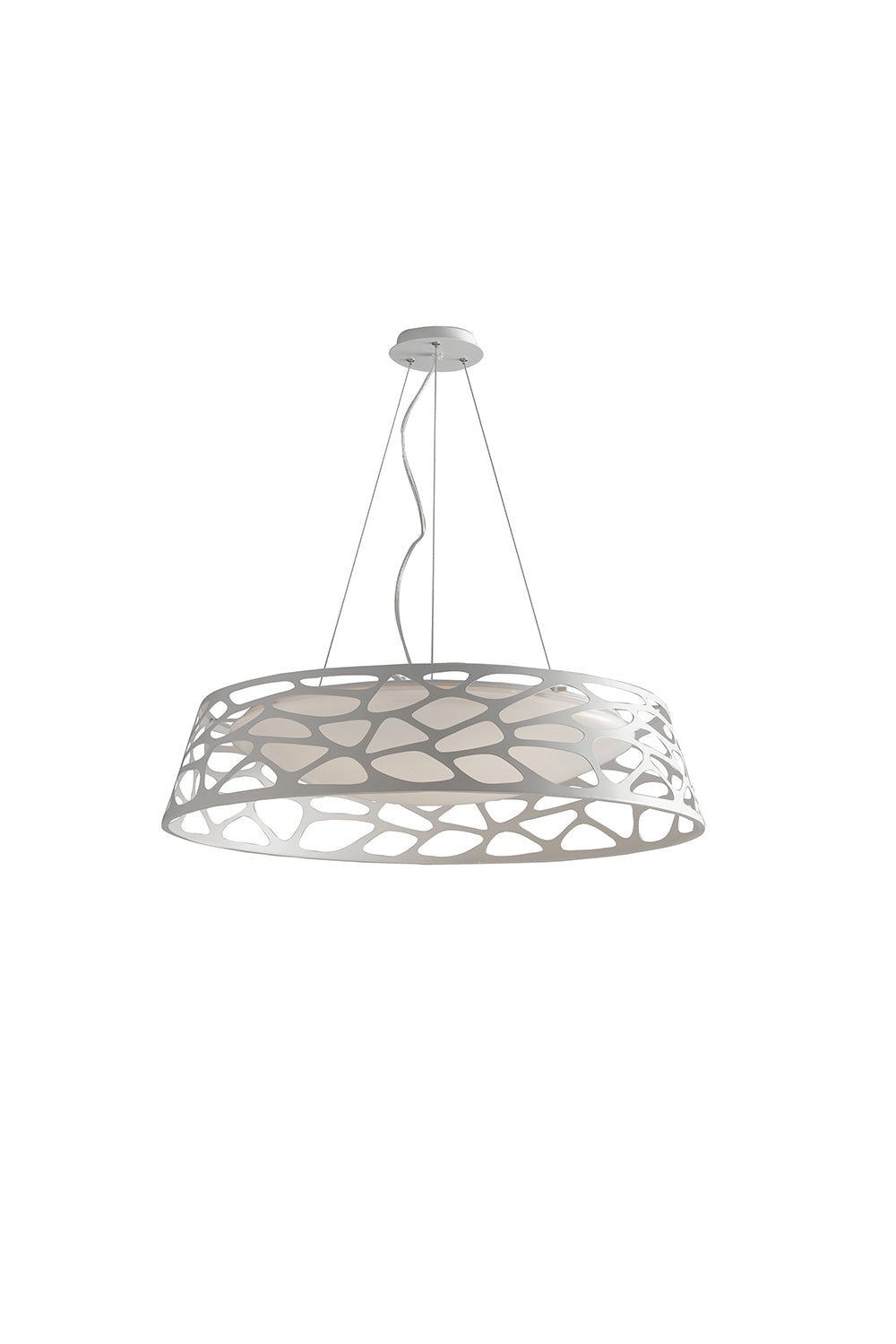 Lampadario a sospensione LED Maui con struttura in metallo bianco matto e diffusore opale in acrilico, luce naturale - FT-FeelThe