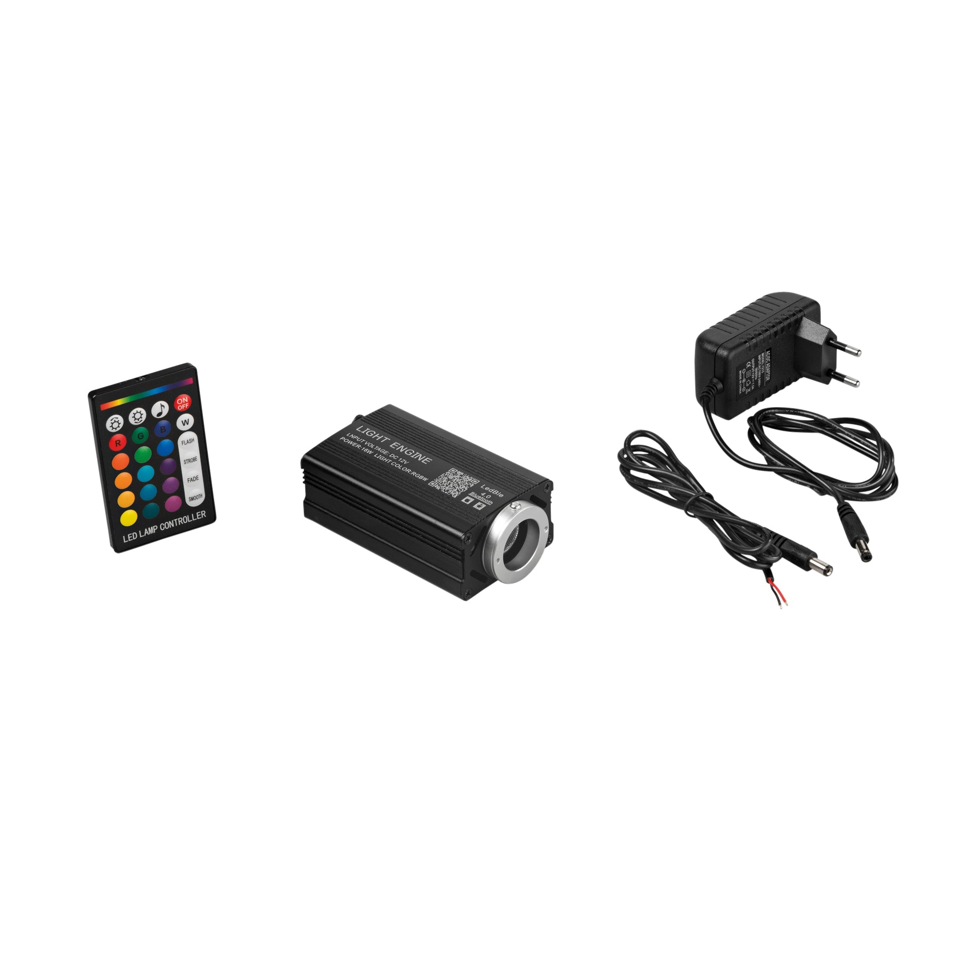 RGB + White Fiber Optic Kit (4000k) Remote control, driver and adapter