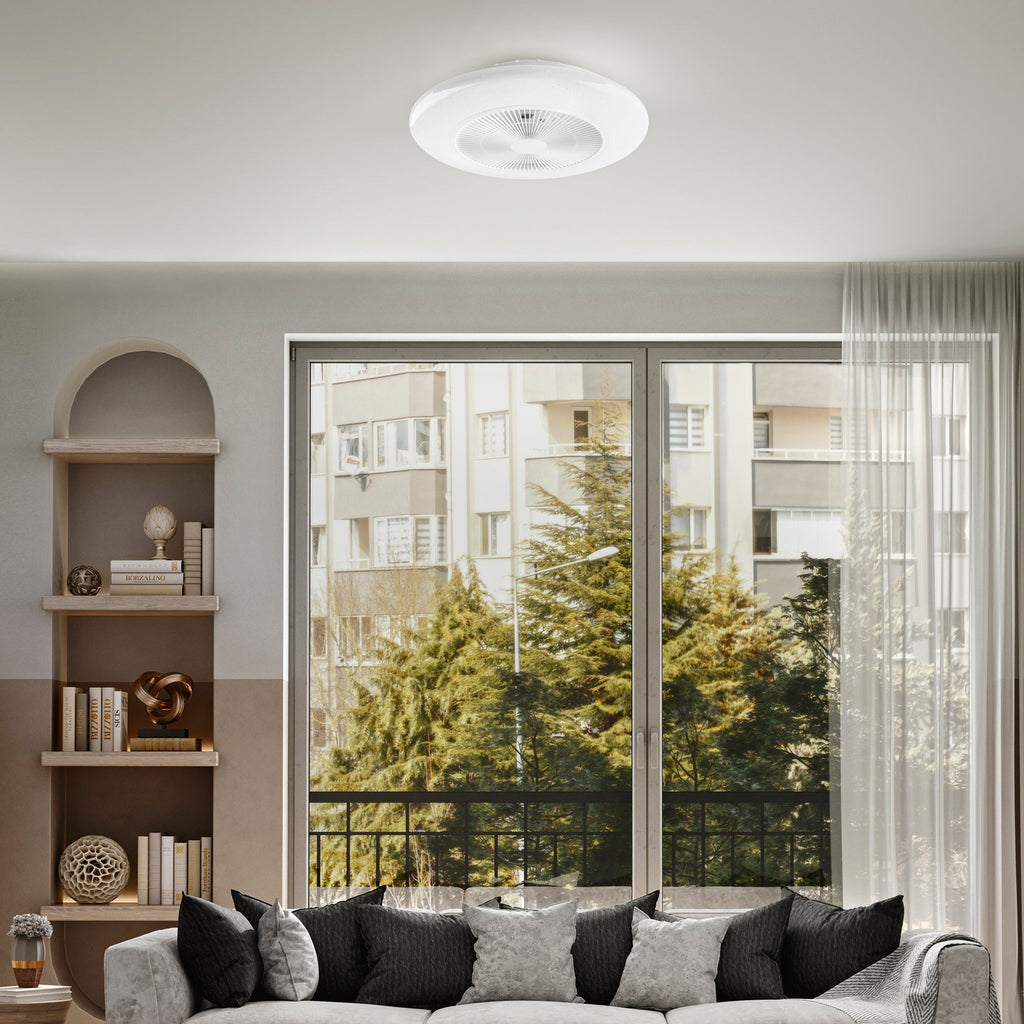Plafoniera LED PONENTE 40W con ventilatore estate e inverno, CCT dimmerabile con funzione WIFI e telecomando incluso - FT-FeelThe