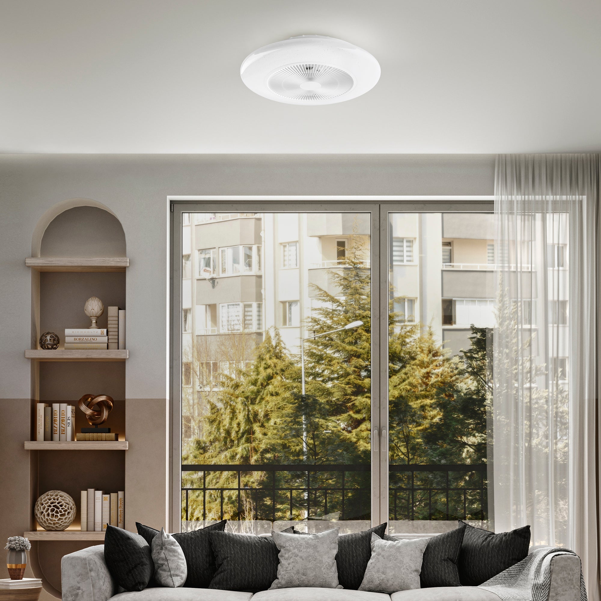 Plafoniera LED PONENTE 40W con ventilatore estate e inverno, CCT dimmerabile con funzione WIFI e telecomando incluso - FT-FeelThe