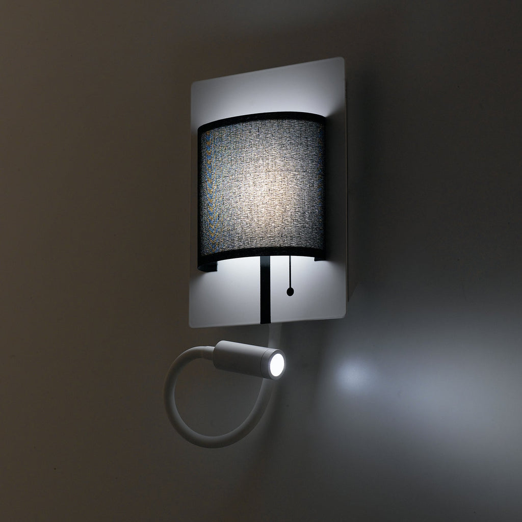 Applique LED POP in metallo e paralume in tessuto con luce da lettura orientabile - FT-FeelThe