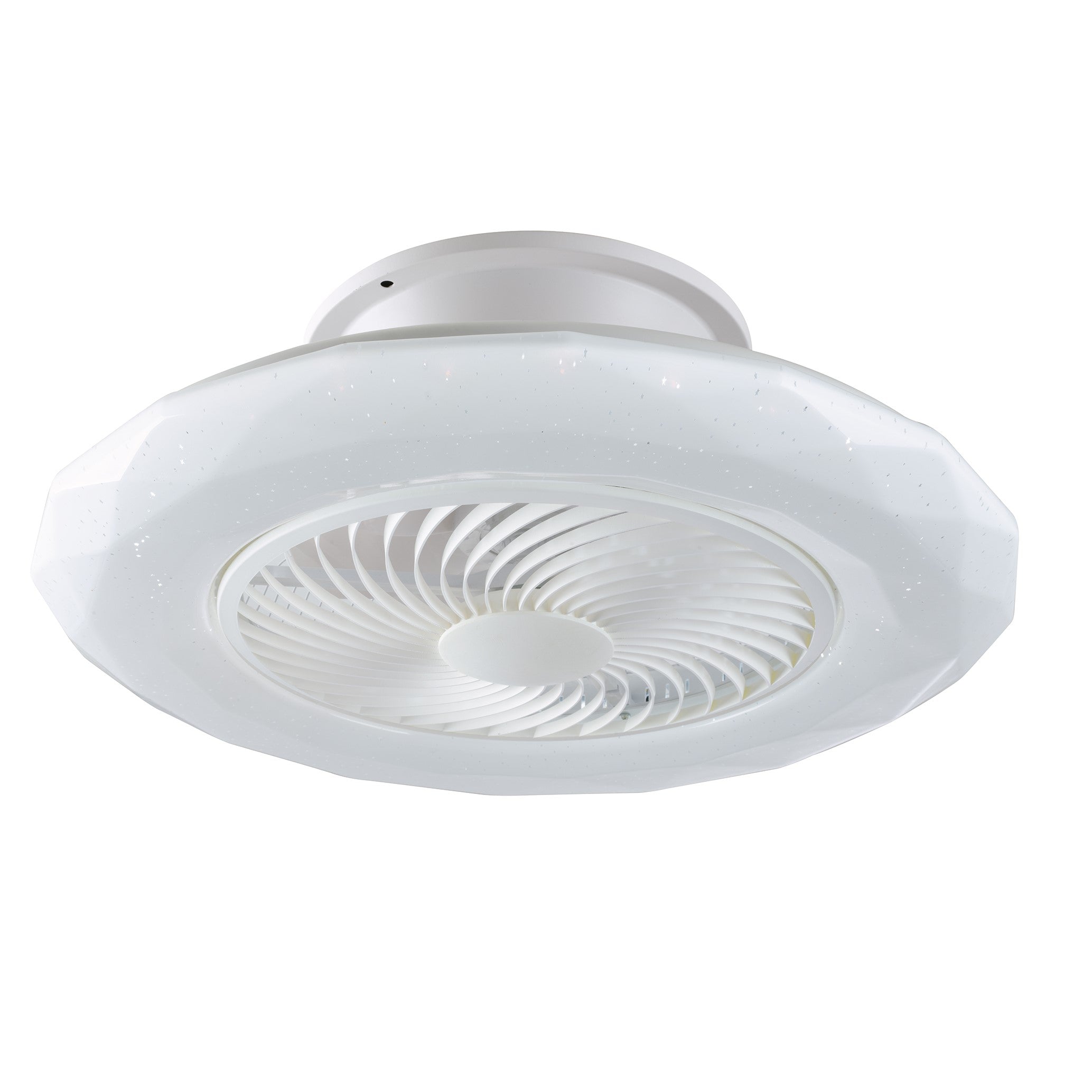 Plafoniera LED SKYRON 40W con ventilatore in acrilico bianco, CCT dimmerabile con funzione WIFI e telecomando incluso - FT-FeelThe