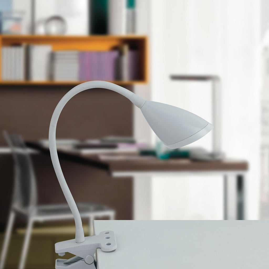 Lampada da tavolo LED HEGEL in metallo con pinza e diffusore flessibile - FT-FeelThe