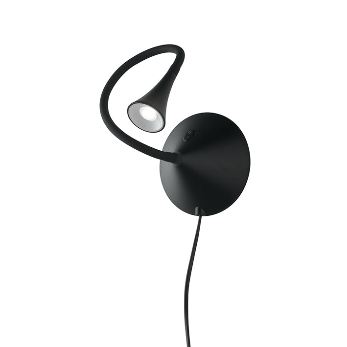 Lampada da lettura LED NEWTON nera in metallo e silicone con luce flessibile - FT-FeelThe