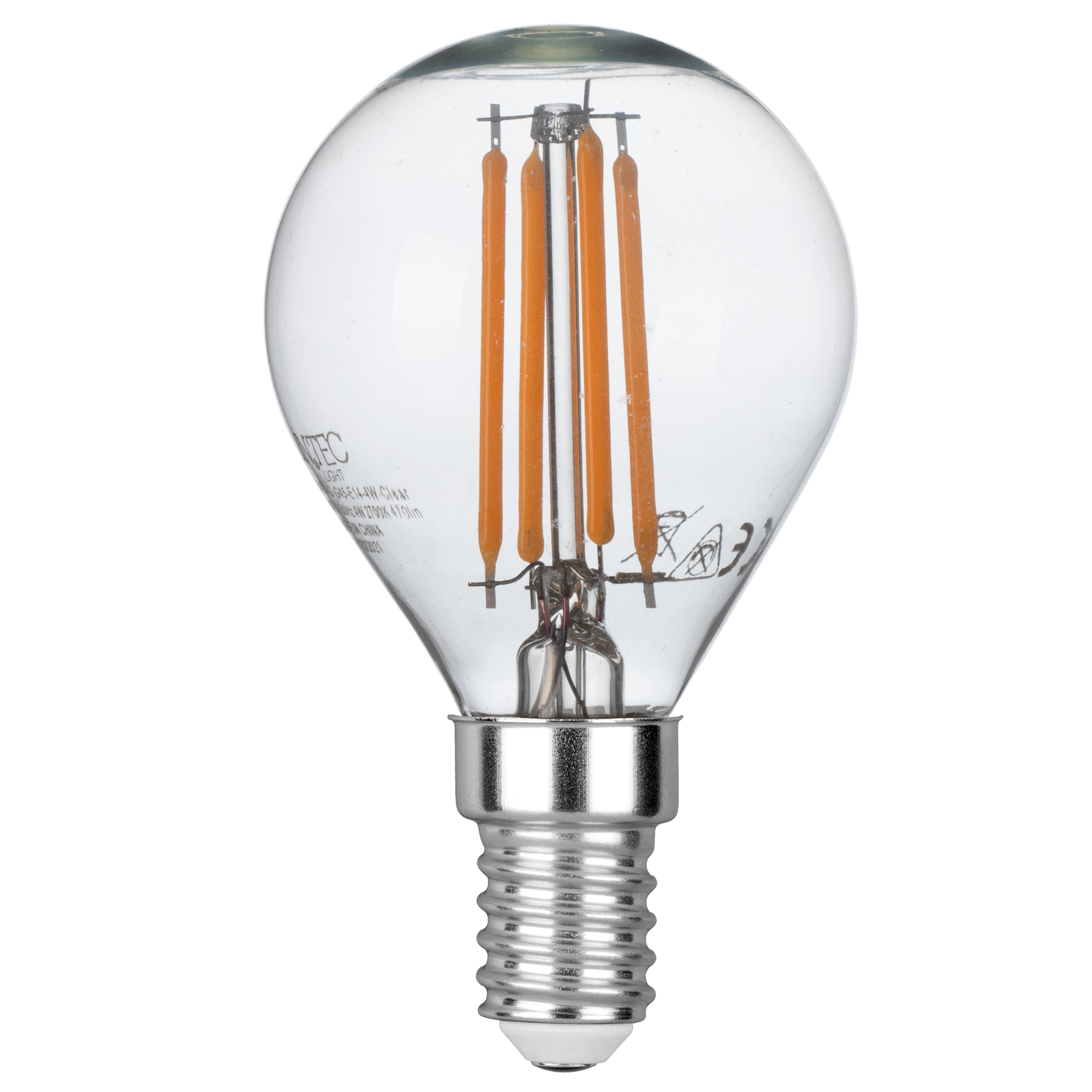KIT 3 Lampadine LED filamento globo E14 4W, 470 Lumen 4,5x7,8 cm. - FT-FeelThe