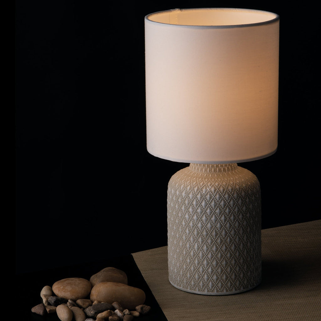 Lumetto RAVELLO in ceramica decorata e paralume in tessuto - FT-FeelThe