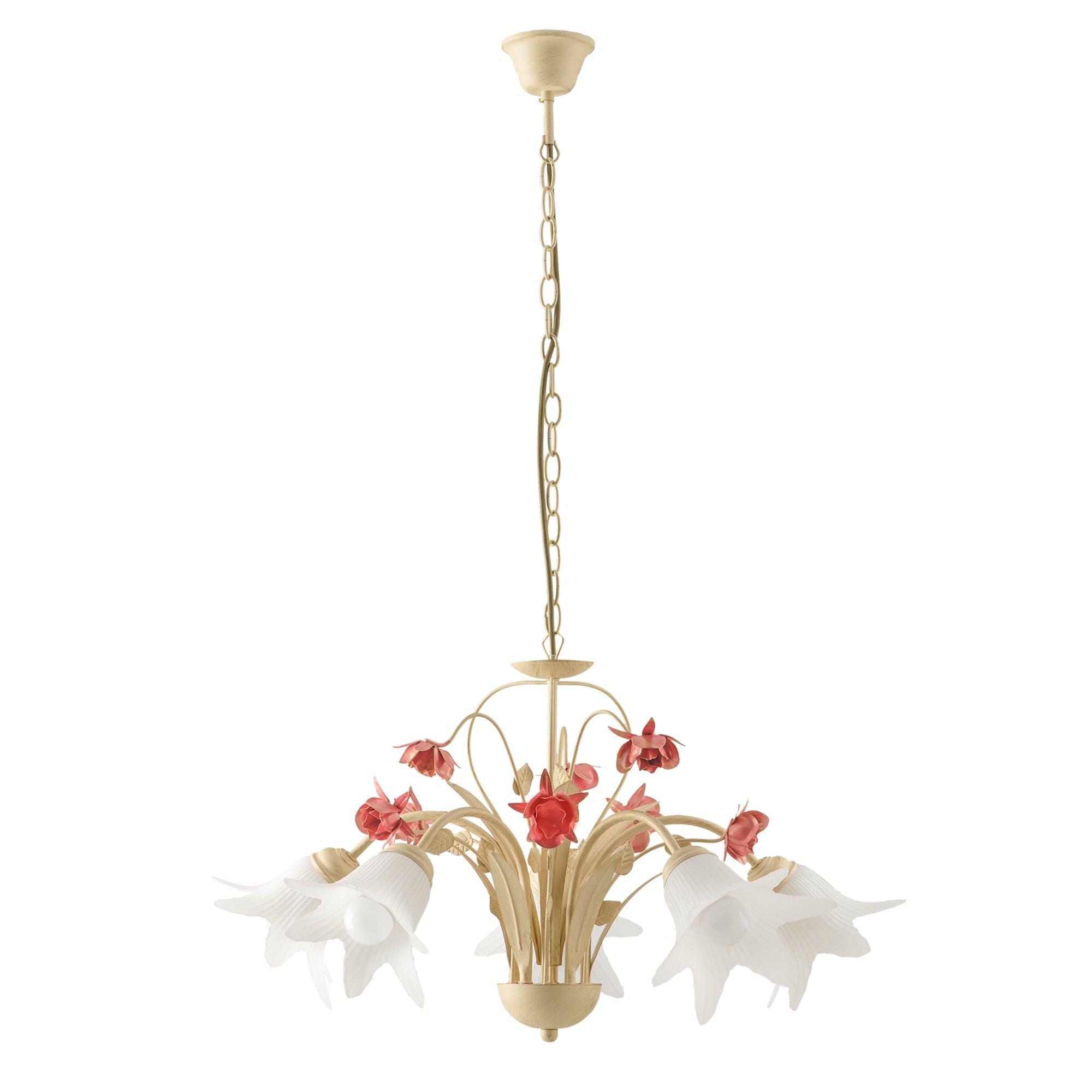 Lampadario a sospensione ROSE in metallo decorato a mano e dettagli floreali - FT-FeelThe