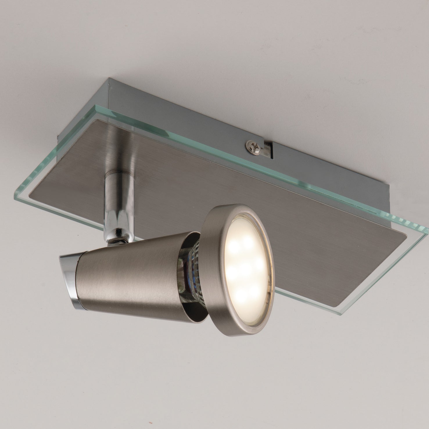 Spot LED MIAMI in metallo con finitura in nichel spazzolato con con cornice trasparenti, luci orientabili e lampadine incluse - FT-FeelThe