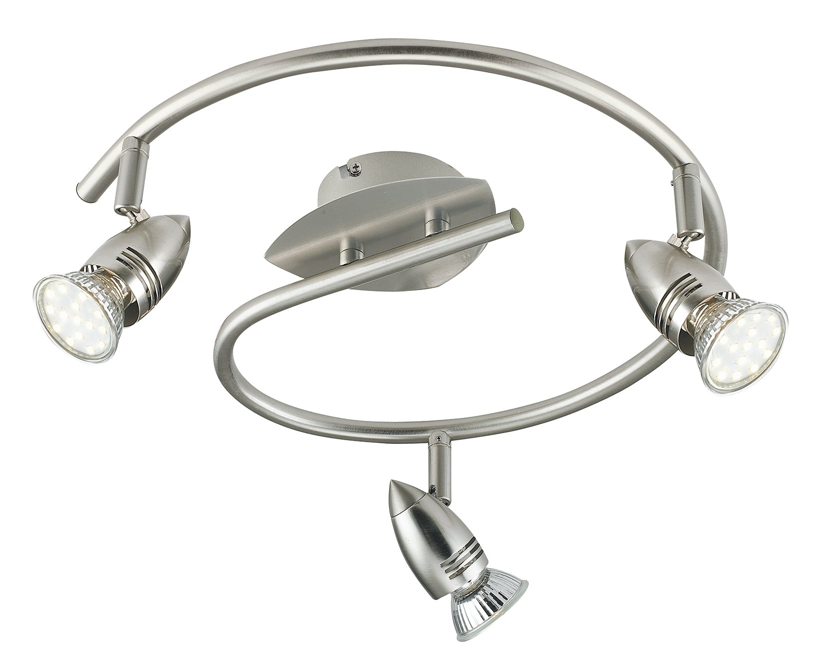 Spot LED Sunny 3W in metallo con finitura in nichel spazzolato con luci orientabili, lampadine incluse - FT-FeelThe