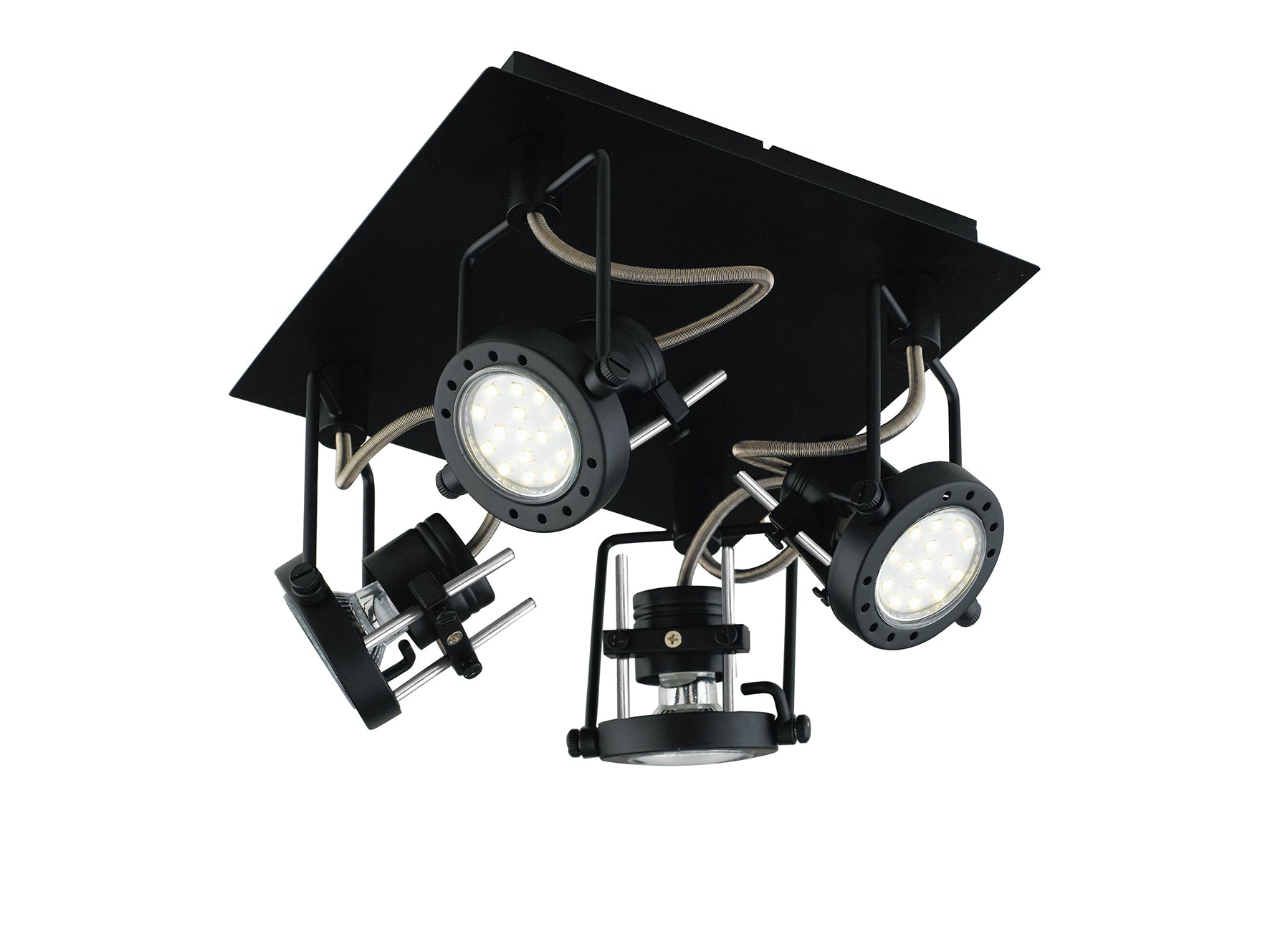 Spot LED Techno in metallo con punti luce orientabili, lampadine GU10 5W incluse - FT-FeelThe