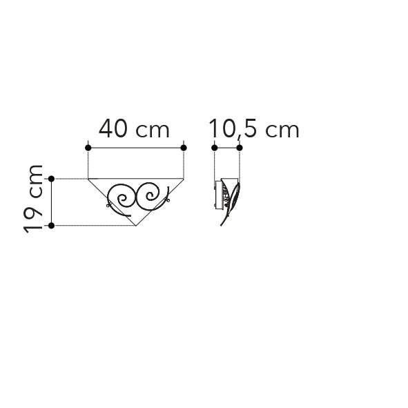 Applique RICCIOLO in vetro satinato e struttura in metallo - FT-FeelThe
