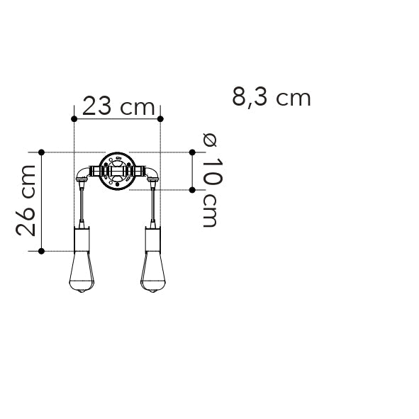 Applique AMARCORD a doppia luce in metallo invecchiato - FT-FeelThe
