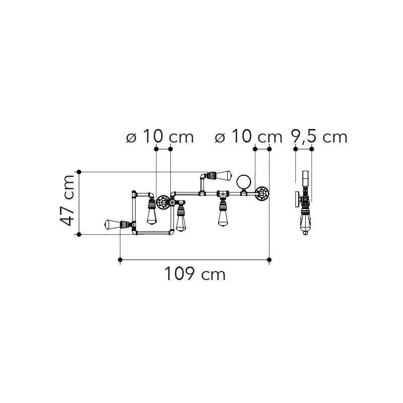 Plafoniera AMARCORD in metallo invecchiato stile industrial (5xE27) - FT-FeelThe