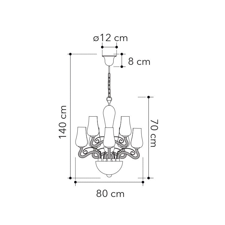 Lampadario a sospensione ANGEL in vetro soffiato, 12 luci - FT-FeelThe