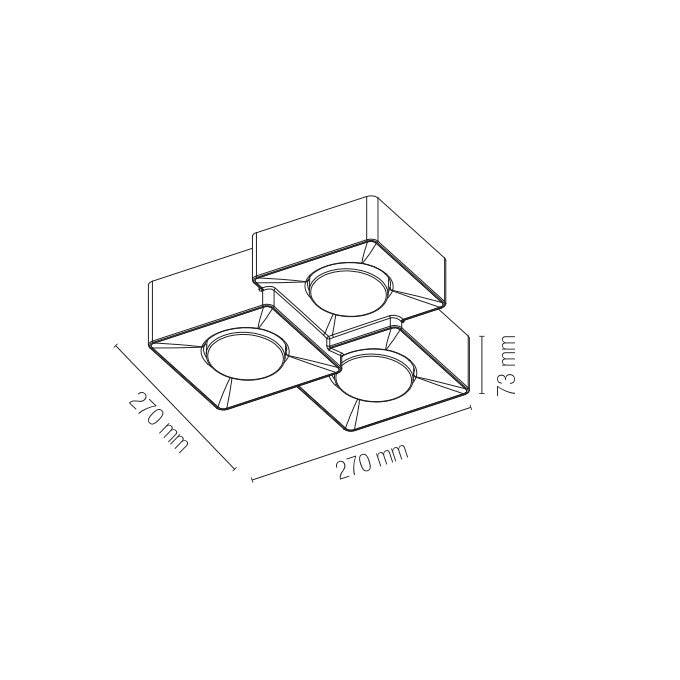 Plafoniera ATHEN quadrata in gesso verniciabile - FT-FeelThe