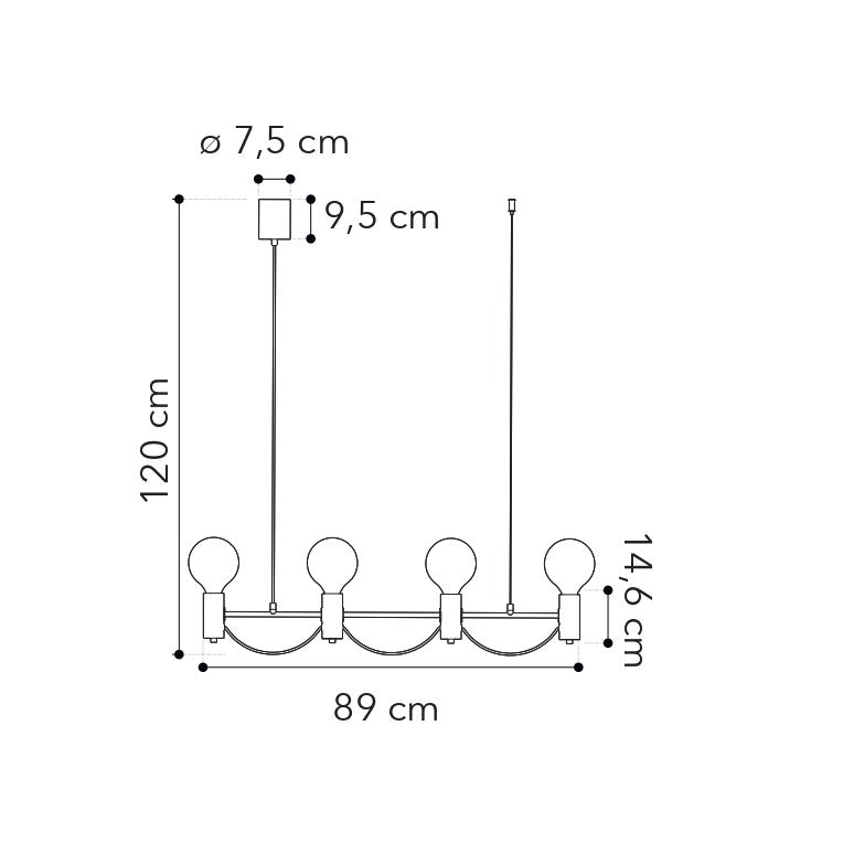 Lampadario a sospensione AXON a quattro luci - FT-FeelThe