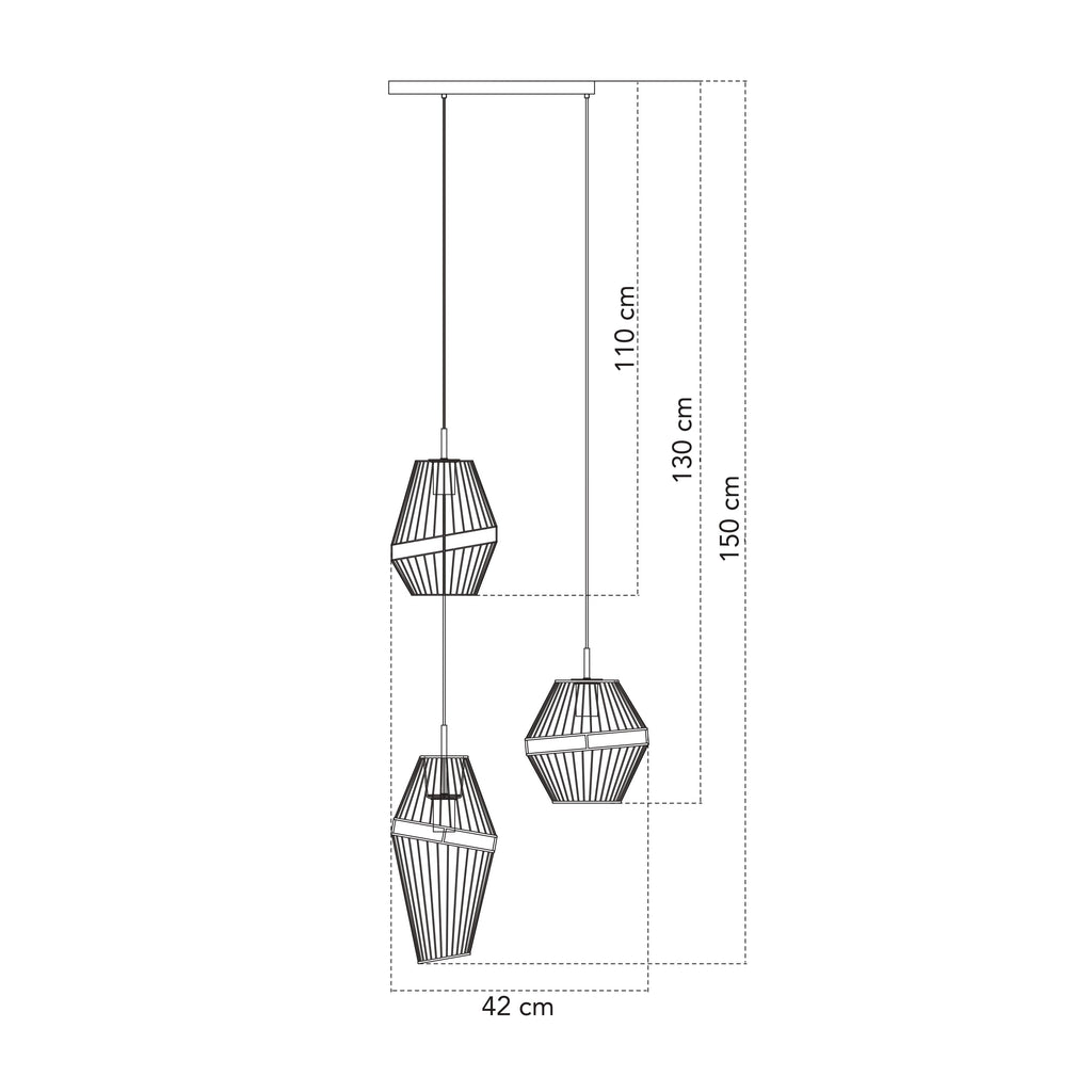 Lampadario a sospensione KIKO a tre luci in metallo nero e oro - FT-FeelThe