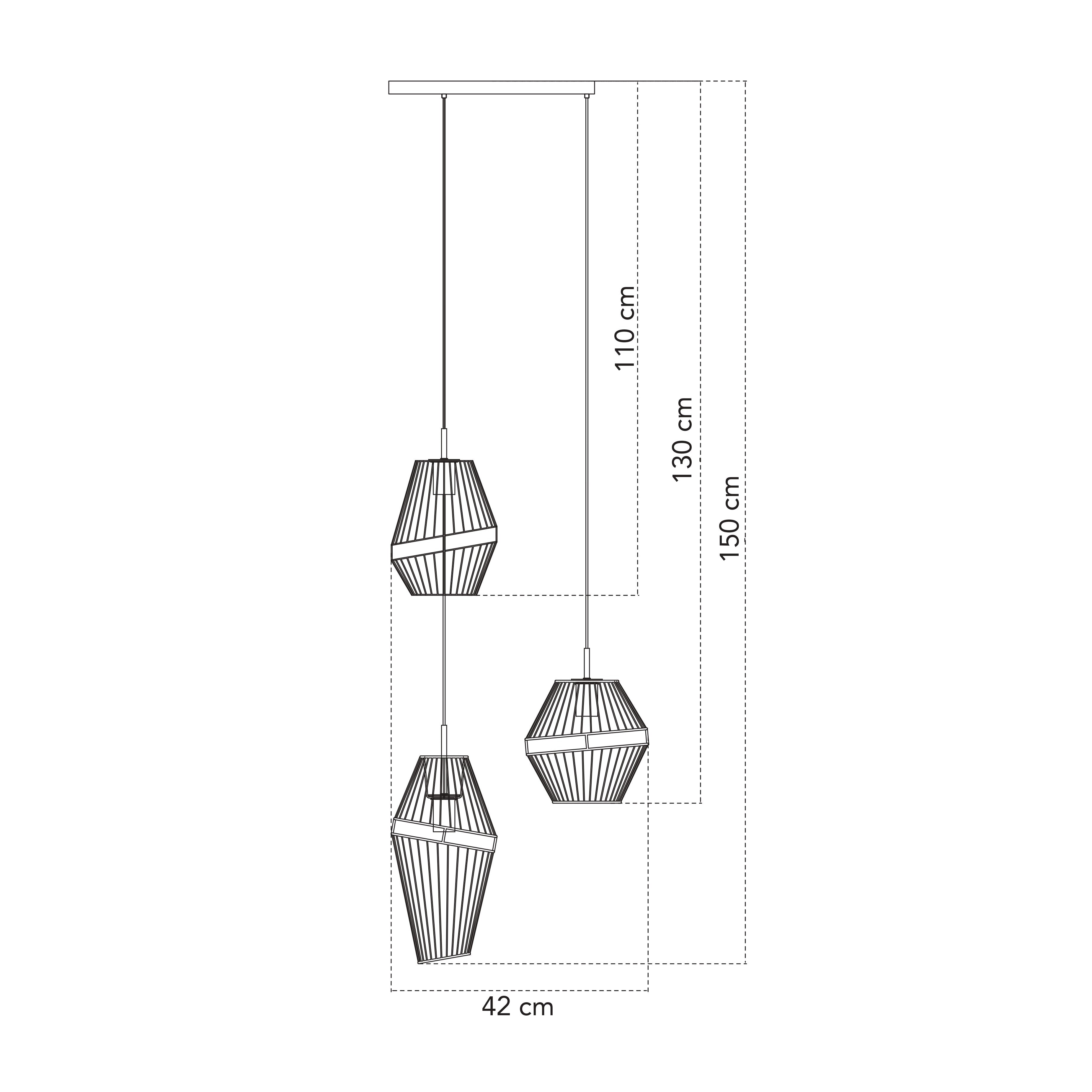 Lampadario a sospensione KIKO a tre luci in metallo nero e oro - FT-FeelThe