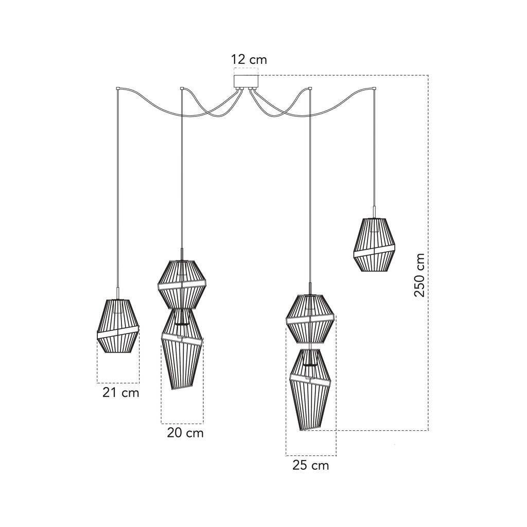 Lampadario a sospensione KIKO a sei luci in metallo nero e oro - FT-FeelThe
