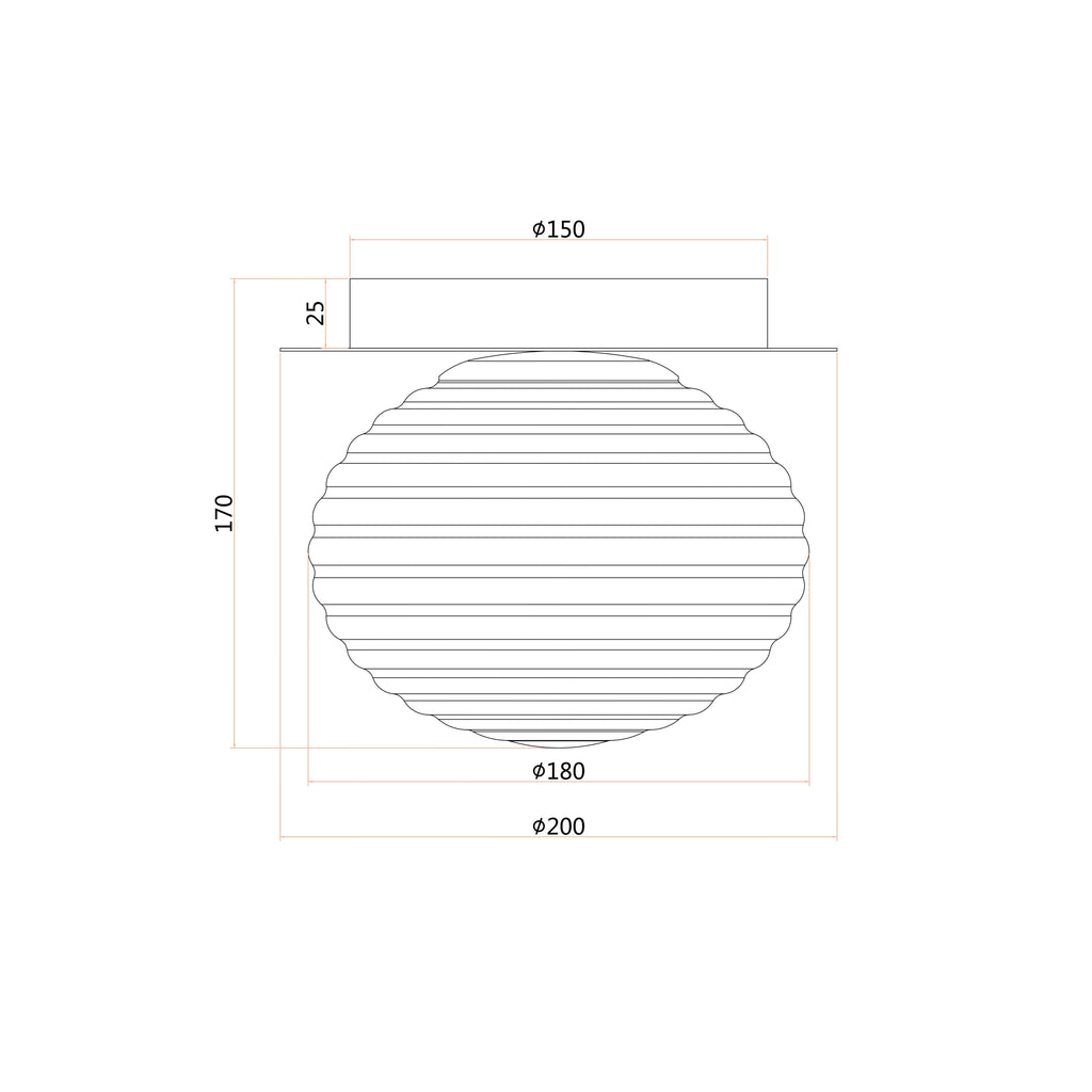 Plafoniera RIPPLE in metallo con diffusore in vetro - FT-FeelThe