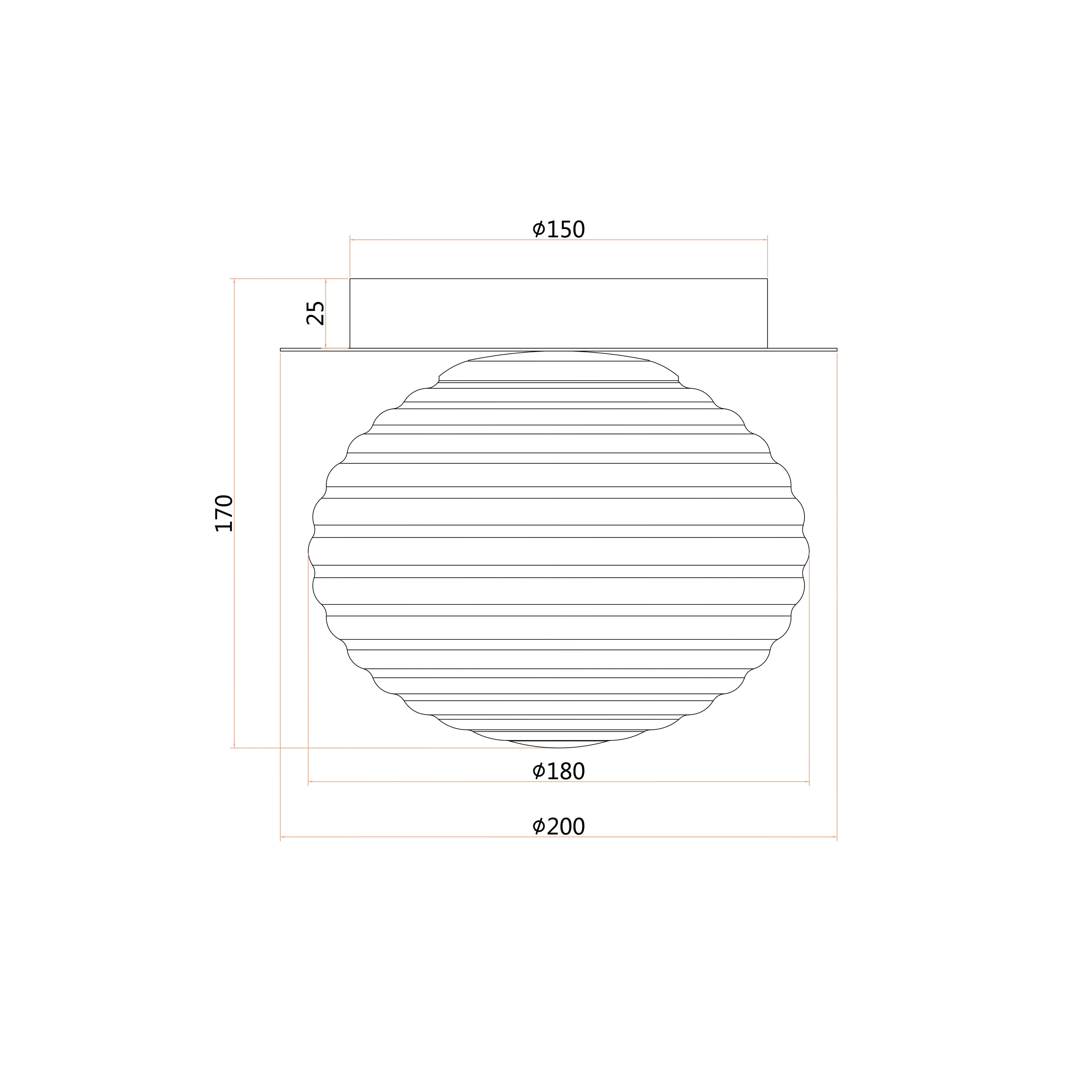 Plafoniera RIPPLE in metallo con diffusore in vetro - FT-FeelThe