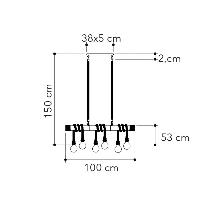Lampadario a sospensione ROPE, 6 luci - FT-FeelThe