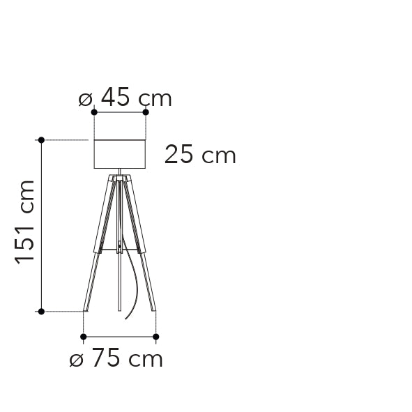 Piantana STUDIOS con cavalletto in legno rovere miele e paralume in tessuto bianco - FT-FeelThe