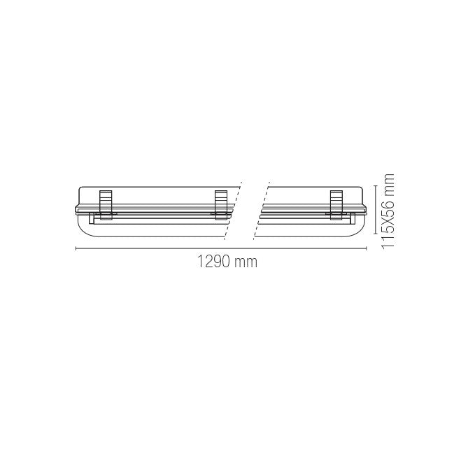 Plafoniera stagna ATLANTIC per tubi a LED bilampada in PC+PC. - FT-FeelThe
