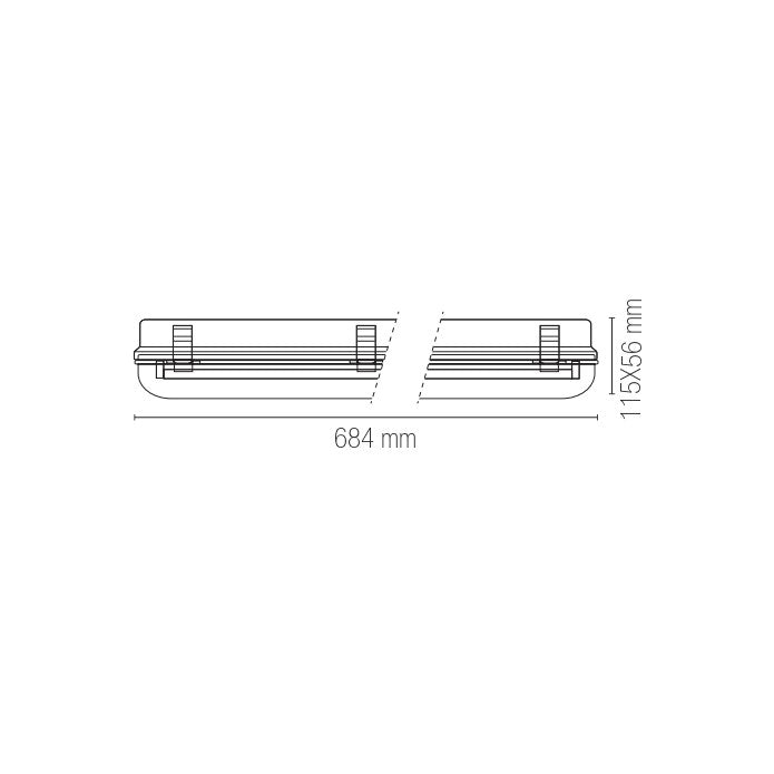 Plafoniera stagna ATLANTIC per tubi a LED bilampada in PC+PC. - FT-FeelThe