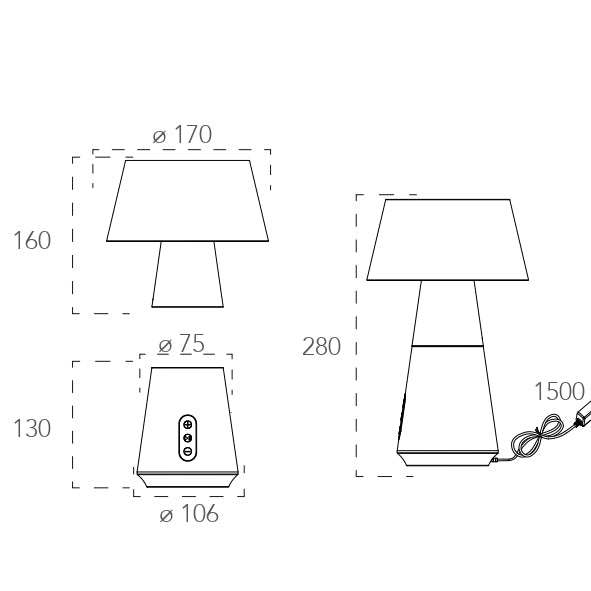 Lampada da tavolo LED DECIBEL ricaricabile, con dimmer e speaker bluetooth - FT-FeelThe